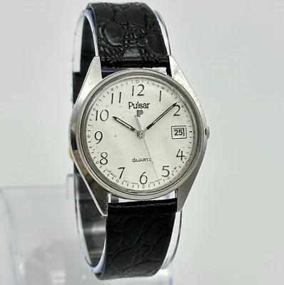 Vintage 1990's Men's PULSAR Silver Tone Classic Dress/Casual Watch, Y147-8009 - Image 1 of 4