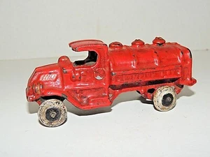 Vintage Cast Iron Red Champion Gas Tanker Repo Cast Iron Toy 4-3/4" Long - Picture 1 of 9