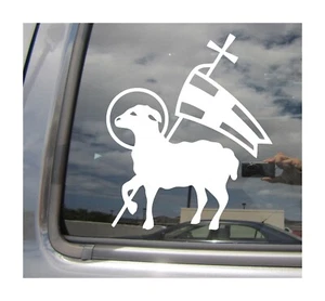 Christian Lamb Banner Flag - Christ Jesus Car Vinyl Decal Window Sticker 08170 - Picture 1 of 2