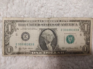 Fancy Serial Number 1977 One Dollar Bill Binary Repeater 6 Of A Kind 33338383 - Picture 1 of 8