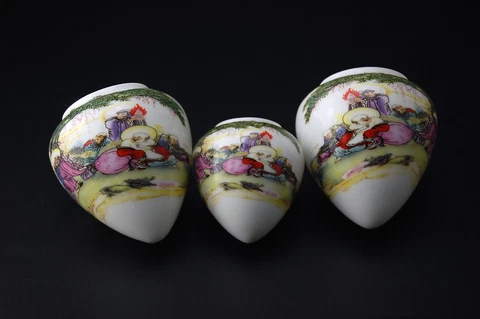Large Vintage Porcelain Bird Feeders Bowls Cups for Chinese Bamboo Bird Cage Cover