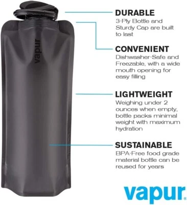 Vapur Eclipse Flexible Water Bottle - with Carabiner, .70 Liter (23 oz) - Image 1 of 2