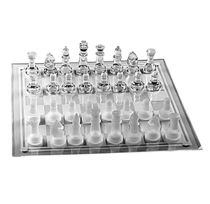 Classic Glass Chess Set 3 Sizes Stylish & Gift-Ready Board Game Elegant Design - Picture 1 of 12