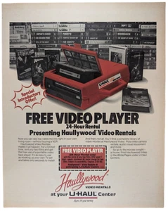 Hollywood Video Player Rentals U-Haul 1984 Rolling Stone PRINT AD ~9.5x12.5" - Picture 1 of 1