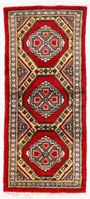 3-5x1-6 Traditional Geometric Bokhara Jhaldar Handknotted Wool Oriental Area Rug - Image 1 of 4