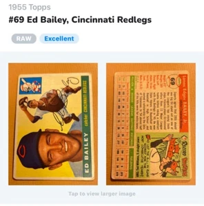 1955 / ED BAILEY #69 ~ TOPPS BASEBALL CARD - CONDITION / EXCELLENT - Picture 1 of 24
