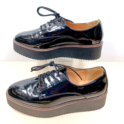 Madden Girl Written Wedge Platform Oxfords Women's 9M Black - Image 1 of 4