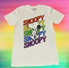 New Peanuts Charlie Brown Snoopy Rainbow White Men's T-Shirt