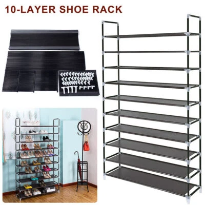 Large 10 Tier Stackable Shoe Rack Storage Rack Organiser Shelf Unit Space Saving - Image 1 of 4