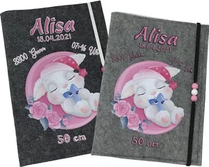 U Heft Hülle mit Namen Filz personalisiert Hase Untersuchungsheft Baby Geschenk - Bild 1 von 24