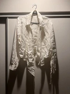 Valerie Stevens Pure Linen Wrap Top Womens Size 12 White Casual California - Picture 1 of 4