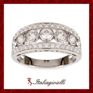 Grintoso Anello a Fascia Donna in Argento 925 rodiato Oro Bianco - Foto 1 di 9