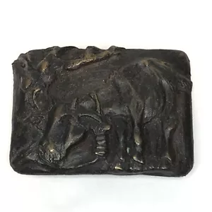 Fibbia cintura in bronzo massiccio allevamento mucca novità arte 3D fatta a mano artista originale - Foto 1 di 4