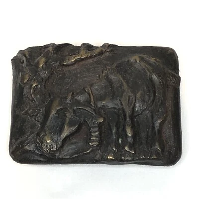 Solid Bronze Farming Cow Novelty Art Belt Buckle 3D Handmade Artist Original - Image 1 of 4