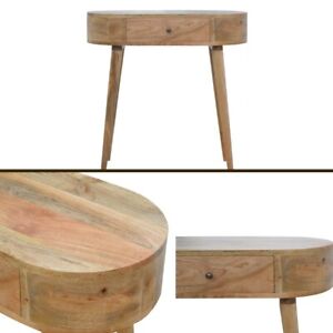 Console Table With Drawer Solid Wood Small Entryway Oak Rounded Table Natural