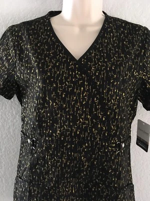 {XS} Medical Uniform Scrub Cherokee Runway (GOLS) Black and Gold - Image 1 of 3