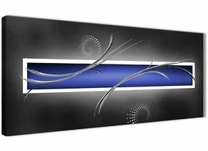 Indigo Navy Blue Grey White Abstract Living Room Accessories - 1348 - 120cm - Picture 1 of 4