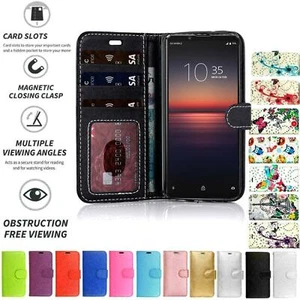 Para Sony Xperia XZ2 Funda Abatible Folio Cuero Billetera Ranura para Tarjetas de Crédito - Imagen 1 de 21