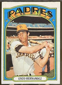1972 O-Pee-Chee (OPC) #7 : Enzo Hernandez 1st Solo Card : San Diego Padres : EX+