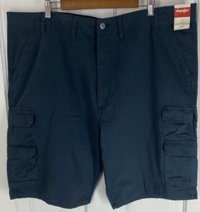 Wrangler Authentics Cargo Shorts (Mens Sz 44) 100%-Cotton Navy Blue Chino Cloth - Picture 1 of 7