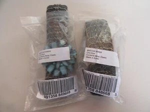 2-Woman's Metal Elastic Belts, Korea, Cluster Turquoise & Coral Glass, (NEW) - Picture 1 of 22