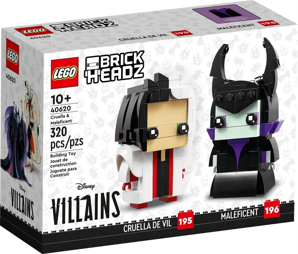 LEGO 40620 CRUELLA DE VIL & MALEFICENT NEW SEALED BRICKHEADZ DISNEY VILLAINS SET