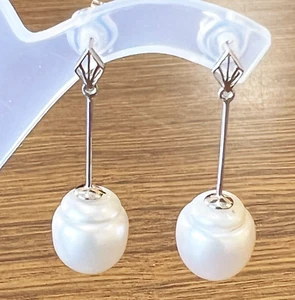 WHITE SOUTH SEA 11.1mm!! PEARLS 100% UNTREATED +18ct SOLID W GOLD EARRINGS +CERT - Bild 1 von 1