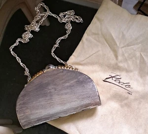 Vintage Rodo Italy brushed silver metal minaudiere clutch purse w chain - Picture 1 of 4