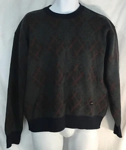 paul shark Men’s Wool Sweater Dark Multi-Green Plaid Crewneck Longsleeve Size Xl - Picture 1 of 9