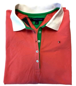 Camisa polo para mujer talla grande Tommy Hilfiger cuello en contraste logotipo coral talla 1X nueva con etiquetas - Imagen 1 de 6