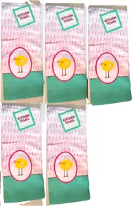 Toallas de cocina para el hogar Kane Spring Chick x5 verde con líneas rosas 16"x26" - Imagen 1 de 2