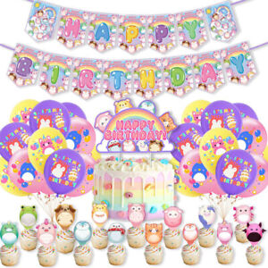 Cute Animals Happy Birthday Decorations Bunting Banner Balloons Cupcake Topper