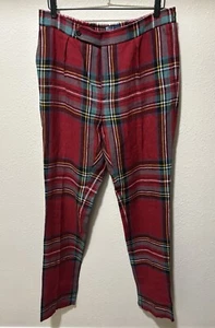 Polo Ralph Lauren Men's Plaid Tartan Pleated Pants Linen Suit Trousers Size 32 - Picture 1 of 10