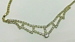 Vintage Gold Metal Rhinestone Diamante Necklace/Pendant 1980' - Picture 1 of 4