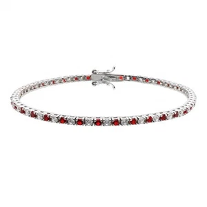 Bracciale Tennis in Argento 925 Rodiato con Zirconi Bianchi e Rossi - Foto 1 di 4
