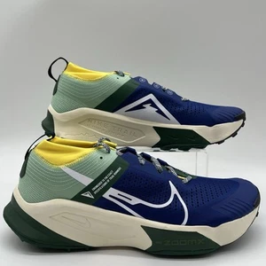 Mens Sz 15 Nike ZoomX Zegama Trail Blue White Green Running Sneakers DH0623 400 - Picture 1 of 5