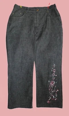 Trendige ausgefallene Jeans Hose, anthrazit, mit Pailletten, Gr: 48 *No Secret*  - Bild 1 von 4