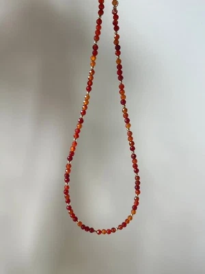 Dainty A++ Carnelian 多面圆形宝石珠女式创意项链 24 英寸 — 第 1/4 张图片