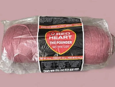 Hilo Red Heart The Pounder 16 oz acrílico 4 capas Worsted #374 Country Rose rosa Foto 1 de 4