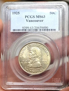 1925 Vancouver Silver Commemorative Half Dollar - PCGS MS-63  -Mint State 63 - Picture 1 of 4
