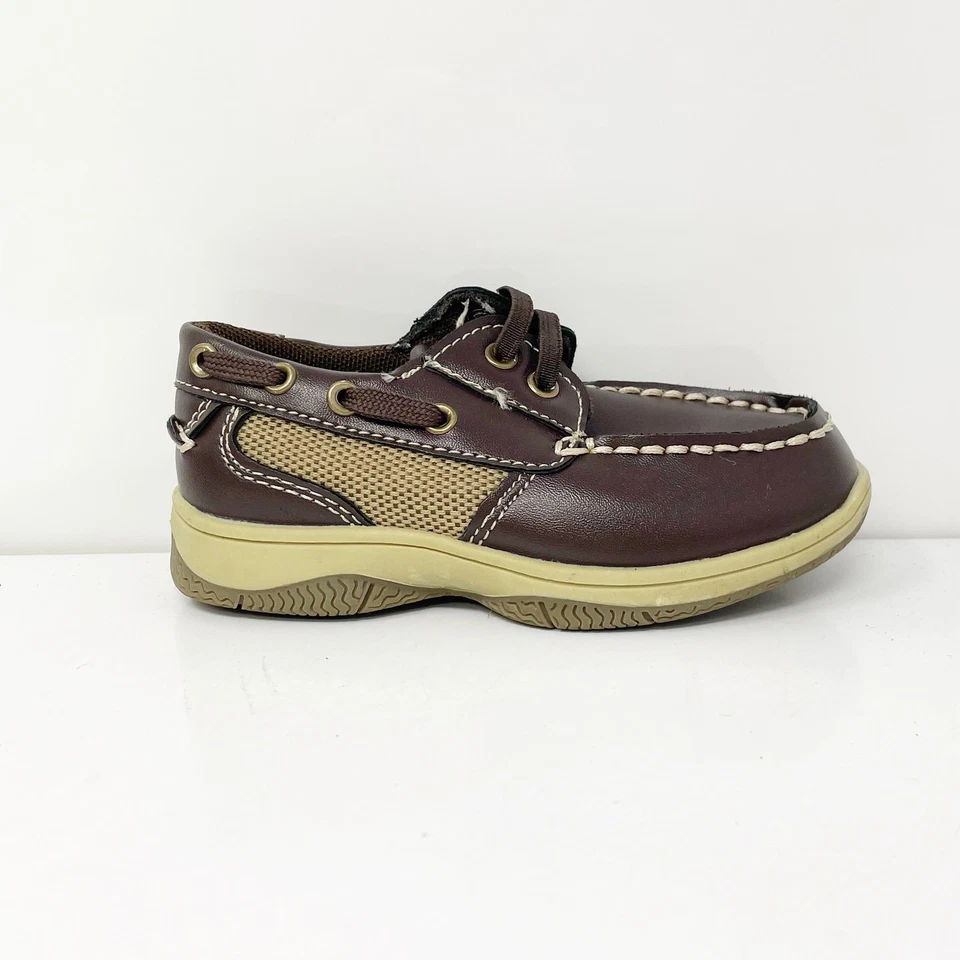 Okie Dokie Boys Brown Leather Round Toe Slip On Low Top Boat Shoes Size 8 M - Image 1 of 4