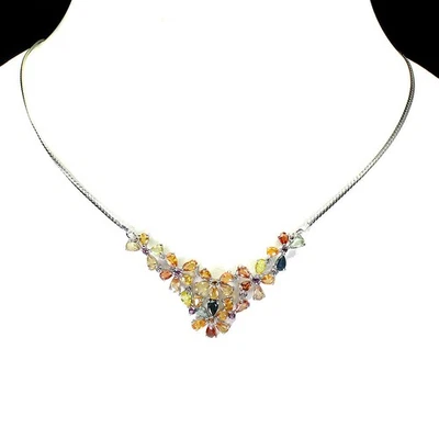 925 Sterling Silver Necklace Pear Sapphire Rhodolite Gemstone Jewelry 1 - Image 1 of 4