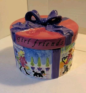 Certified International Girlfriends “hat box” cookie jar Jennifer Brinley - Picture 1 of 8