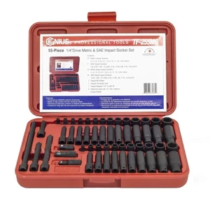 Genius Tools 55PC 1 | 4 in Dr. Metric & SAE Impact Socket Set | TF-255MSttttt... - Picture 1 of 2