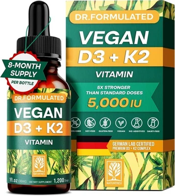 Gotas líquidas totalmente naturales de vitamina D3 + K2 (MK-7), aceite MCT, apoyo inmunológico, 1 fl oz Foto 1 de 4