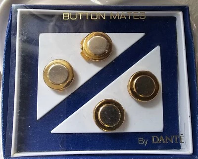 Button Mates By Dante Goldtone Circles Silvertone Center Set Of 4 Metal Formal  - Image 1 of 4