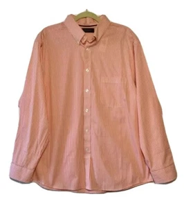 NEW ROUNDTREE & YORKE Men’s Size XL Orange White Striped L/Sleeve Dress Shirt XL - Picture 1 of 5