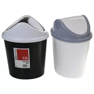 5.5L Colored Plastic Bin w Swing Lid Rubbish Garbage Waste Trash Can Home Office - Picture 1 of 4