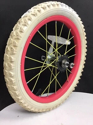 Bicicleta 16" Trasera Rosa Rueda Freno Posavasos y 1.95" Neumático Blanco Bicicleta Niños #N41 Foto 1 de 3