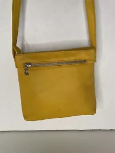 Vintage RARE Ralph Lauren Yellow Leather Crossbody Purse with Dust bag - Picture 1 of 11